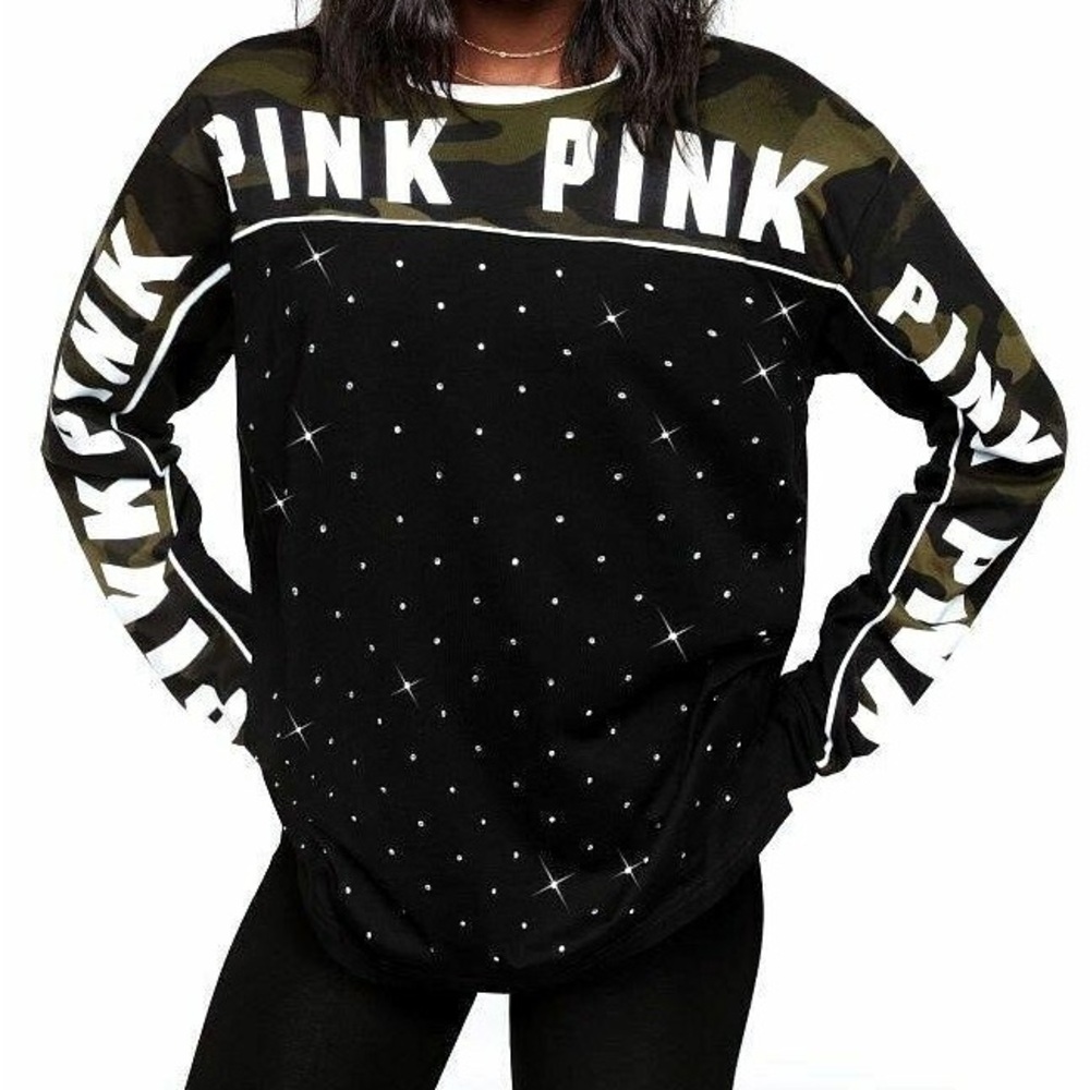 vS Pink Camo bling long sleeve